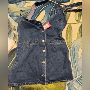 Edikted Women's Blue Denim Button-Down Dress small NWT